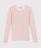 Langärmeliges Damen-T-Shirt aus Wolle und Baumwolle rosa SALINE