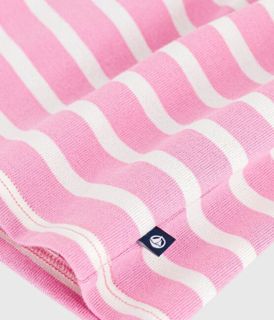 Langärmeliges Baby-Kleid aus Baumwolle mit Streifen rosa BOUDOIR/ MILK