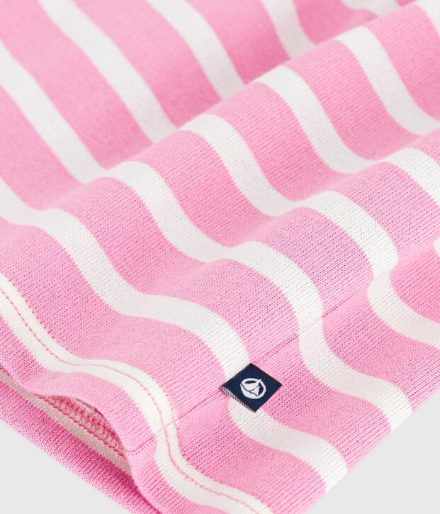 Lang&auml;rmeliges Baby-Kleid aus Baumwolle mit Streifen rosa/naturfarben
