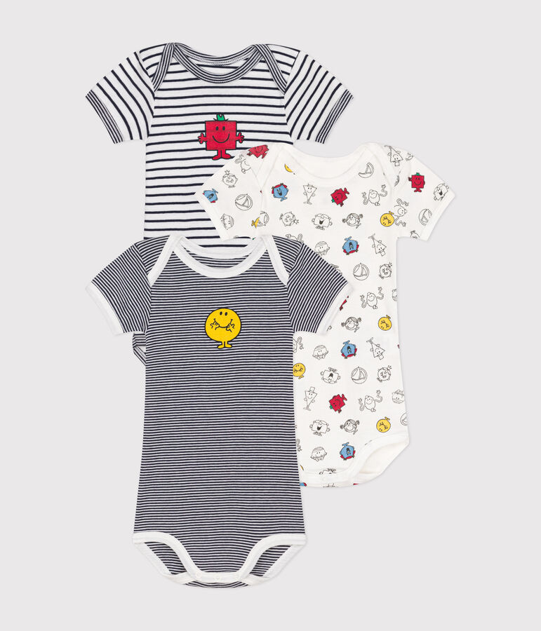 3er-Set kurz&auml;rmelige Baby-Bodys Mr. Men und Little Miss aus Baumwolle vielfarbig