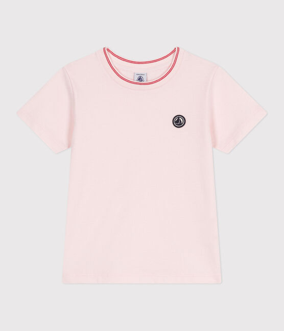 Kurzärmeliges Kinder-T-Shirt aus einfarbiger Baumwolle rosa FLEUR