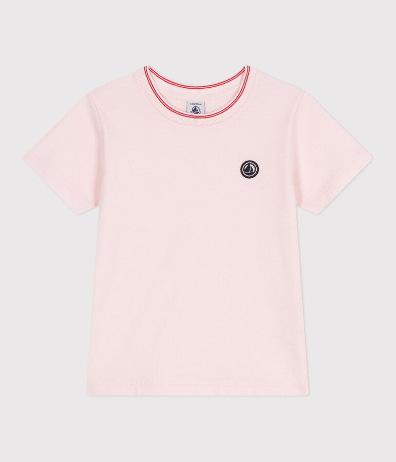 Kurz&auml;rmeliges Kinder-T-Shirt aus einfarbiger Baumwolle rosa