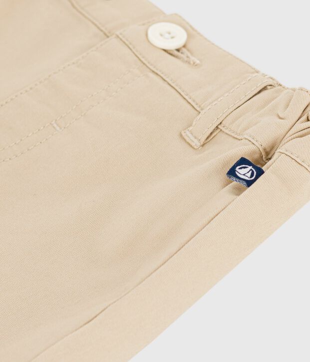 Baby-Shorts aus einfarbiger Baumwolle beige