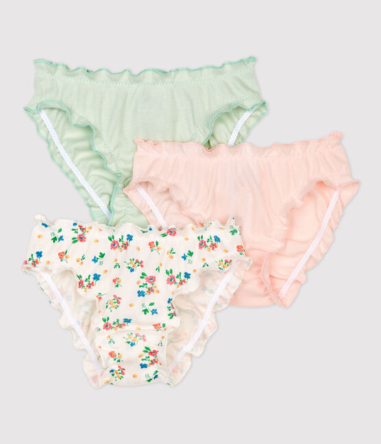 3er-Set Slips aus Baumwolle und Elastan mit Blumenmuster für Mädchen variante 1