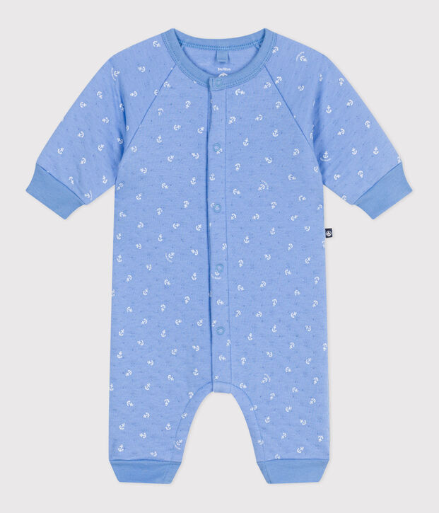 Strampler aus Baumwolle mit kleinen Ankern. blau/weiss
