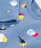 Strampler aus aufgerautem Molton mit Weltraummotiven blau BEACH/ MULTICO