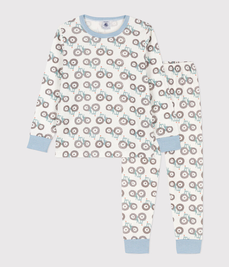 Kinderpyjama aus Baumwolle mit Trecker-Motiv weiss MARSHMALLOW/weiss MULTICO