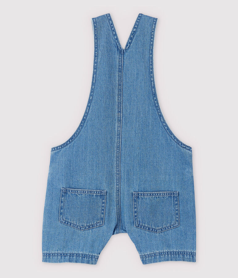 Kurze Baby-Latzhose aus hellem Denim blau