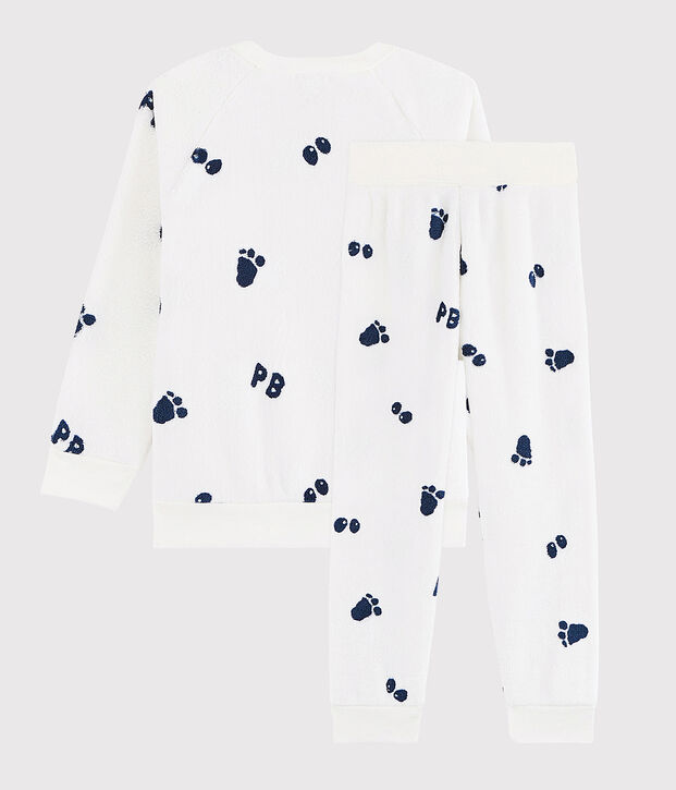Kinderpyjama aus Fleece f&uuml;r Jungen weiss/blau