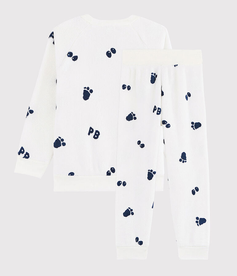 Kinderpyjama aus Fleece f&uuml;r Jungen weiss/blau