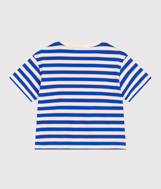 Damen-T-Shirt Le Boxy aus Baumwolle mit Streifen weiss AVALANCHE/ MULTICO