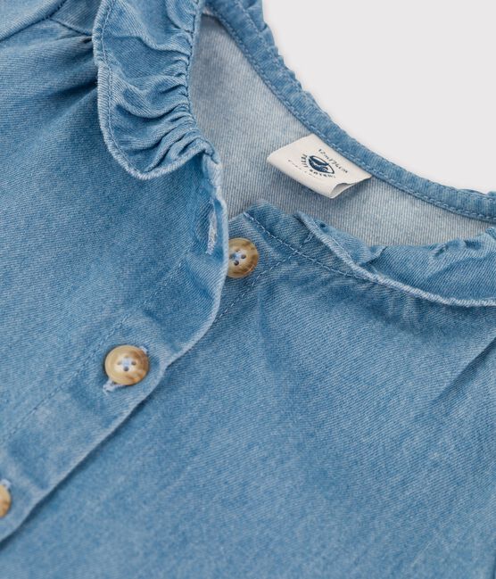 Kurzärmelige Babybluse aus leichtem Bio-Denim blau DENIM CLAIR