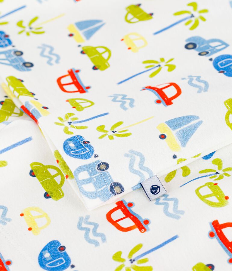 Kinder-Kurzpyjama aus Baumwolle mit Automotiv weiss MARSHMALLOW/weiss MULTICO