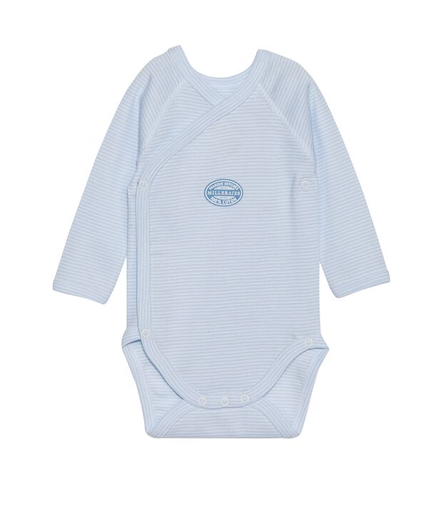 Wickelbody f&uuml;r Jungen, Langarm, geringelt blau/weiss