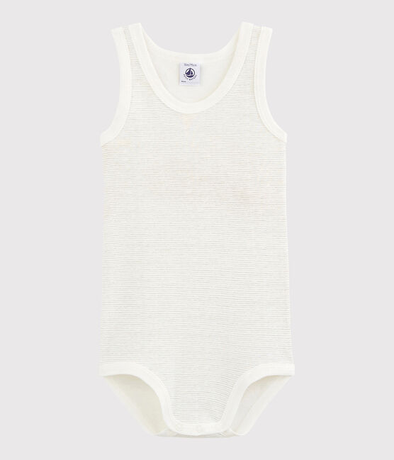 Ärmelloser Baby-Body Mädchen/Jungen weiss LAIT/grau MISTIGRI