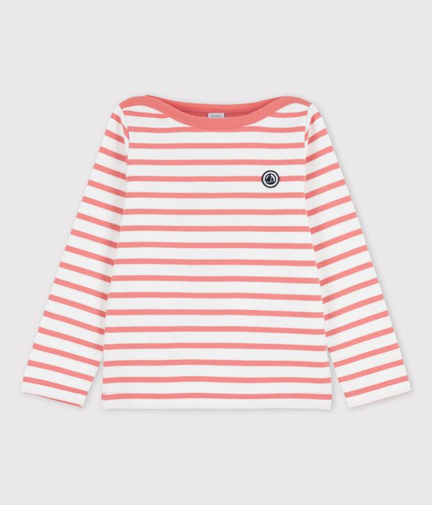Streifenshirt aus Baumwolle f&uuml;r M&auml;dchen und Jungen weiss/rosa
