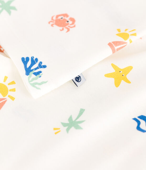Kinder-Kurzpyjama aus bedruckter Baumwolle weiss MARSHMALLOW/weiss MULTICO