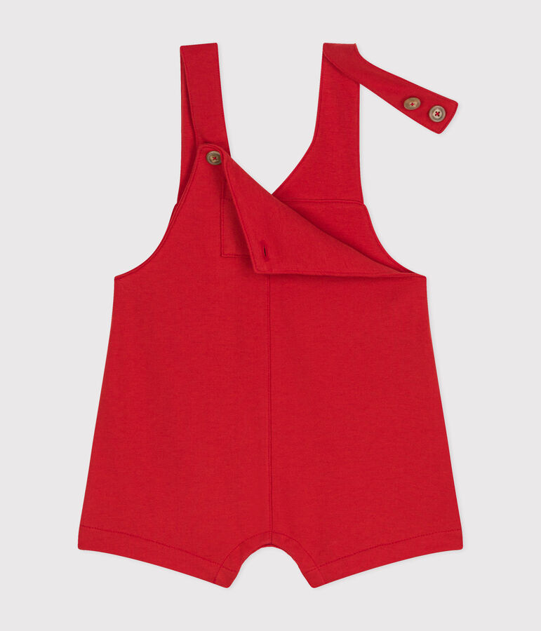 Kurze Baby-Latzhose aus leichtem Molton rot