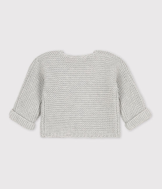 Baby-Cardigan kraus rechts gestrickt aus Baumwolle grau BELUGA CHINE