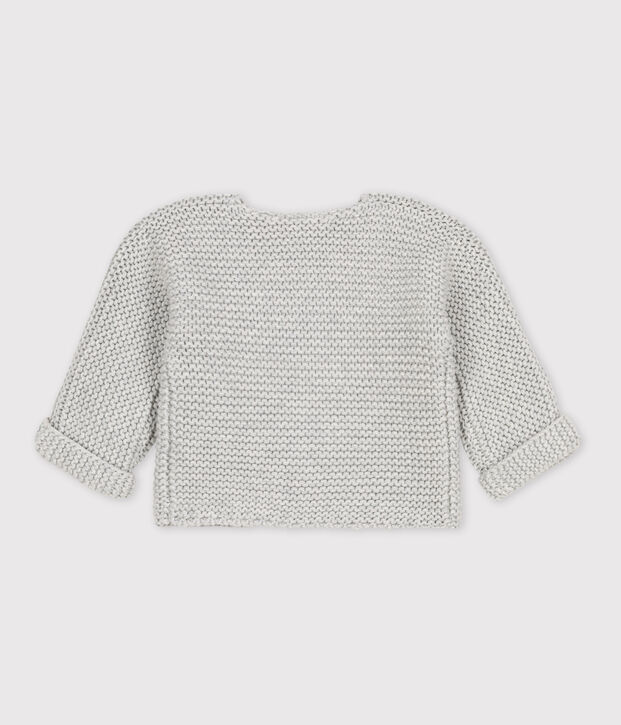 Baby-Cardigan kraus rechts gestrickt aus Baumwolle BELUGA CHINE