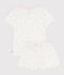 Kinder-Kurzpyjama aus Baumwolle mit Blumen-Lochstickerei weiss MARSHMALLOW/weiss MULTICO