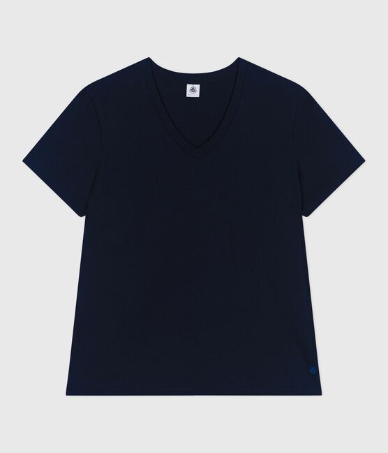 Damen T-Shirt Le Droit aus einfarbiger Baumwolle blau SMOKING