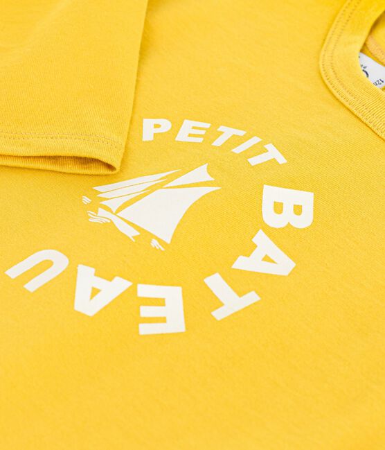 Langärmeliges Baby-T-Shirt aus Baumwolle mit Katzenmotiv gelb NAPLES