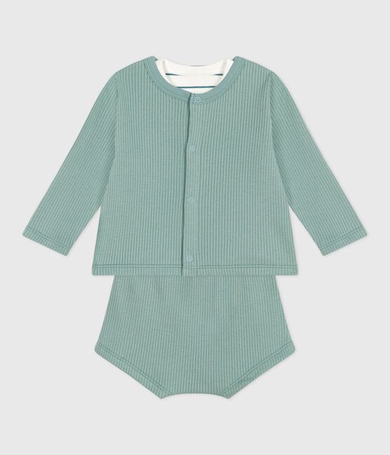 3-teiliges Newborn-Set aus Baumwolle mit einem zitronengelb gestreiften T-Shirt  PAUL/ MULTICO