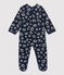 Baby-Strampler aus Velours mit Sternenmuster blau SMOKING/weiss ECUME