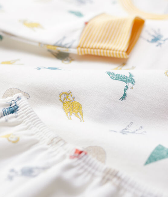 Kinderpyjama aus Molton mit Tiermotiv weiss MARSHMALLOW/weiss MULTICO
