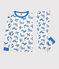 Kinderpyjama aus Baumwolle in schmaler Passform mit Tiermotiv für Jungen weiss MARSHMALLOW/weiss MULTICO