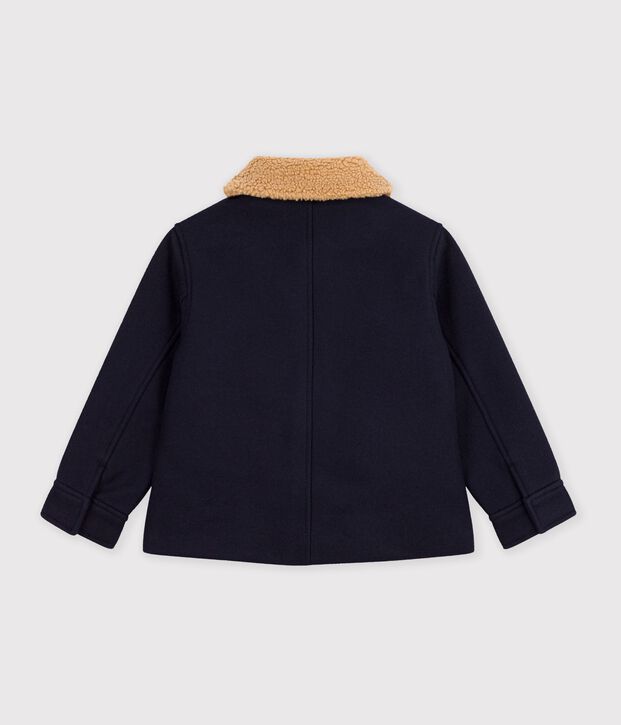 Kinderjacke im Caban-Stil aus einfarbiger Schurwolle SMOKING