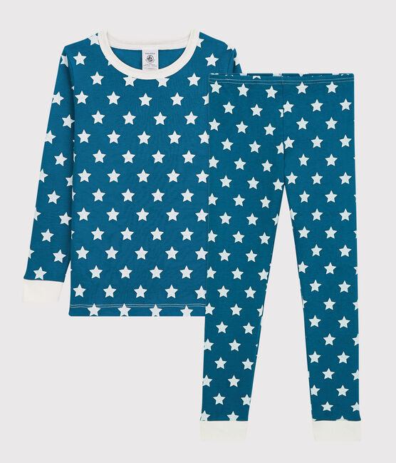 Snugfit-Kinderpyjama aus Bio-Baumwolle mit grafischem Print MALLARD/ ECUME