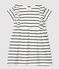 Kurzärmeliges Babykleid aus gestreiftem Jersey weiss MARSHMALLOW/blau SMOKING