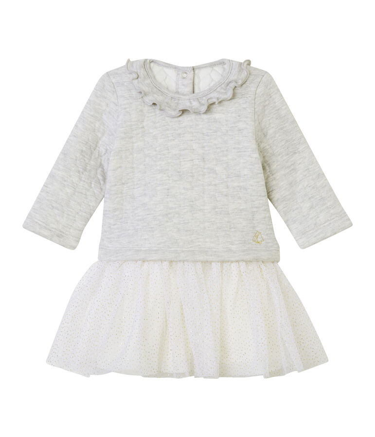 Baby M&auml;dchen Kleid mit langen &Auml;rmeln grau
