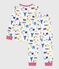 Kinder-Pyjama aus Molton mit Paris-Motiven weiss MARSHMALLOW/weiss MULTICO