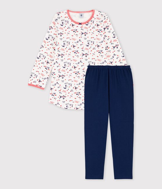 Nachthemd und Leggings aus Bio-Baumwolle für Mädchen weiss MARSHMALLOW/weiss MULTICO