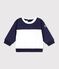 Baby-Sweatshirt aus Baumwolle im Colorblock blau/naturfarben