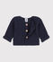 Baby-Cardigan kraus rechts gestrickt aus Baumwolle blau SMOKING