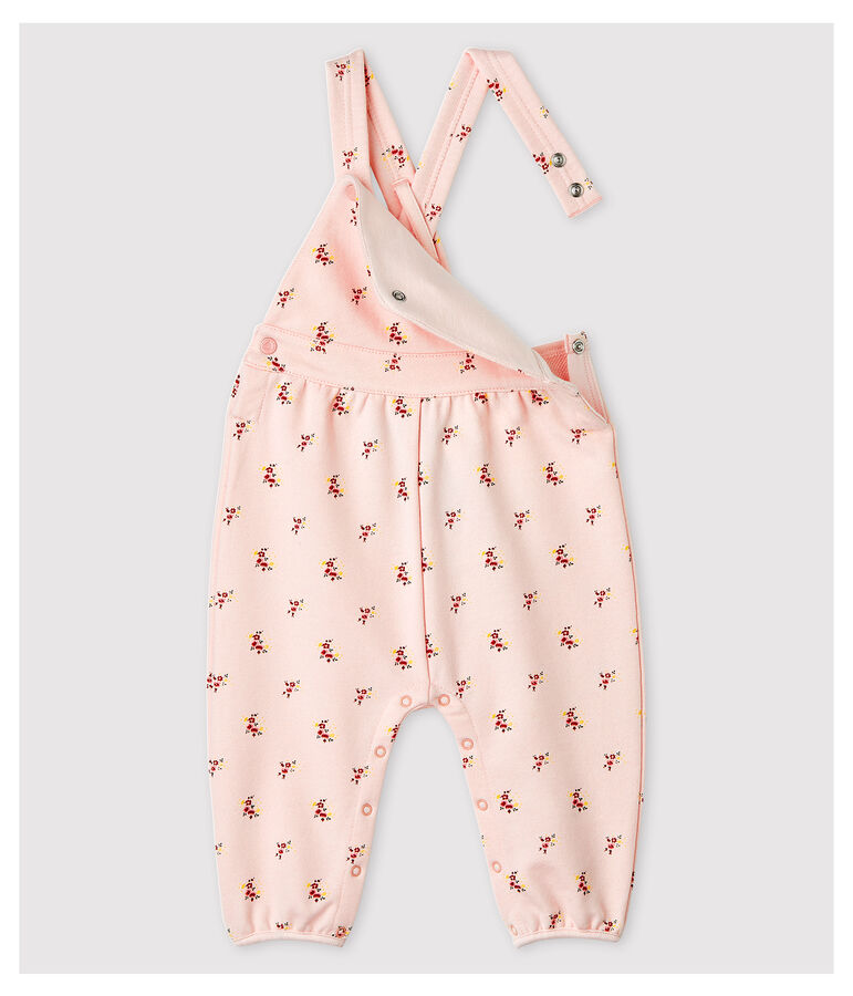 Bedruckte Baby-Latzhose aus Molton f&uuml;r M&auml;dchen rosa FLEUR/weiss MULTICO