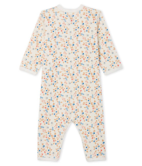 Baby-Strampler ohne Fuß aus Rippstrick für Mädchen weiss MARSHMALLOW/weiss MULTICO