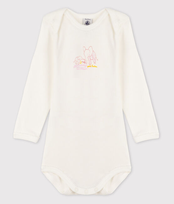 Langärmliger Baby-Body für Mädchen weiss MARSHMALLOW