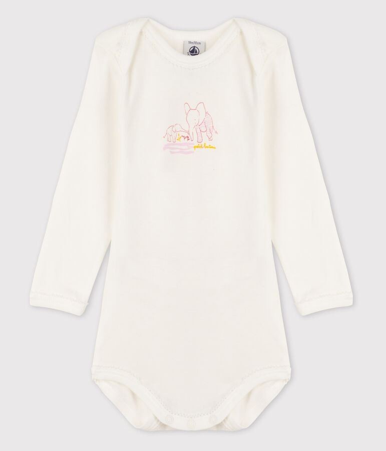 Lang&auml;rmliger Baby-Body f&uuml;r M&auml;dchen weiss MARSHMALLOW