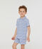 Rippstrick-Kurzpyjama für kleine Jungen weiss MARSHMALLOW/blau MAJOR
