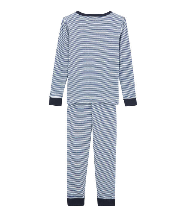 Eng anliegender Jungen-Schlafanzug blau/weiss