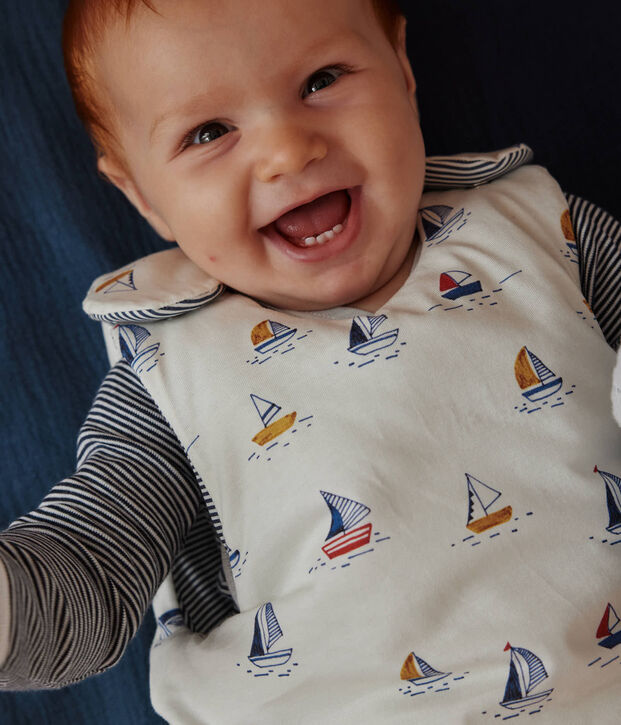Baby-Schlafsack aus Baumwolle TOG 2.5 mit Segelbooten weiss/blau/vielfarbig
