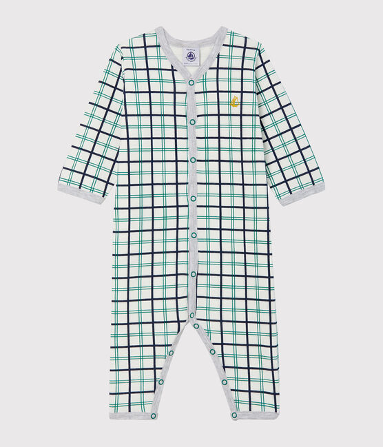 Baby-Strampler ohne Fuß aus Doppelersey für Jungen weiss MARSHMALLOW/weiss MULTICO