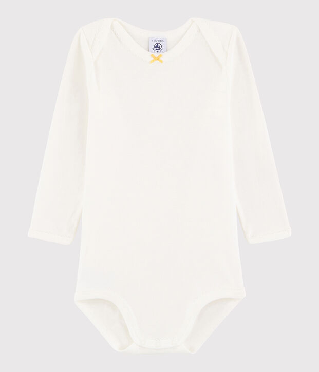 Lang&auml;rmeliger Baby-Body M&auml;dchen weiss/gelb