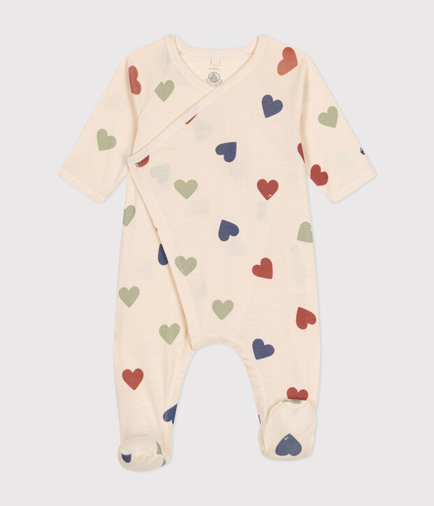 Baby-Strampler mit Herzmotiv aus Baumwolle naturfarben/vielfarbig