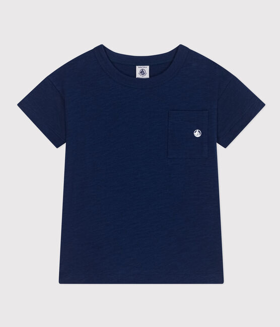 T-Shirt aus geflammtem Jersey Kinder/Jungen blau MEDIEVAL